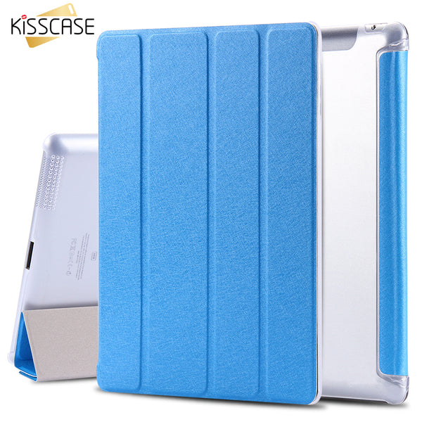 KISSCASE 9.7" Leather Case For ipad 4 3 2 Flip Cover Smooth Touch Silk Smart Cover For iPad4 iPad 3 iPad2 Tablet Stand Case Bags