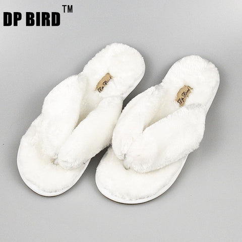 DP BIRD Fashion Spring Autumn Winter Home Cotton Plush Slippers Women Indoor\ Floor Flip Flops Flat Shoes Girls Gift