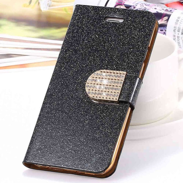 For iPhone 6 6S Plus 7 Plus Cover Glitter Bling Crystal Diamond Leather Wallet Case For Samsung Galaxy S6 Edge Plus S7 Edge Bags