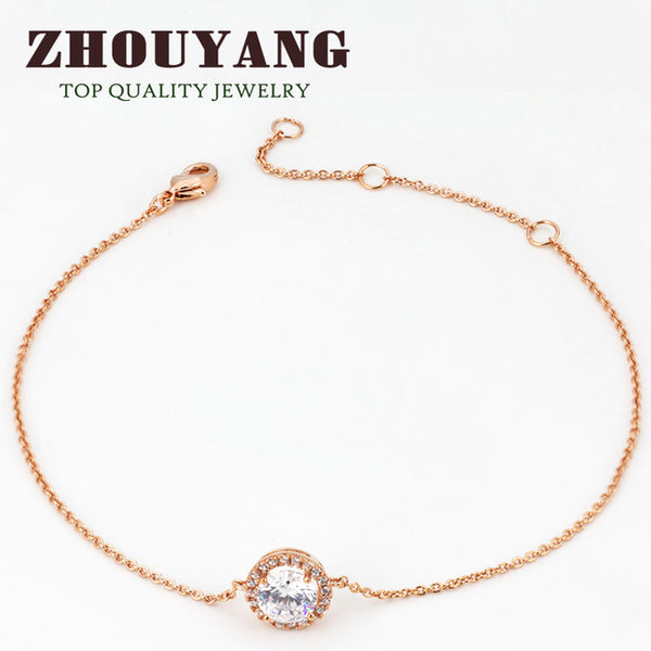 Round Micro Mosaic Cubic Zirconia Rose Gold Color Bracelet Jewelry Austrian Crystal Top Quality Wholesale ZYH165 ZYH101
