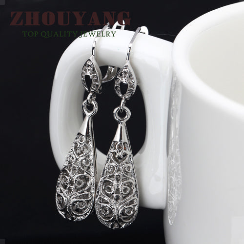 Top Quality Classic Hollowed-out Water Drop Rose Gold Color Drop Earrings Jewelry Wholesale ZYE787 ZYE788
