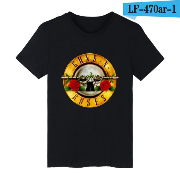 LUCKYFRIDAYF Guns N Roses Rock Band Short Sleeve T-shirt Men Hip Hop TShirts with Punk Music T Shirts for Men in White Tee Shirt