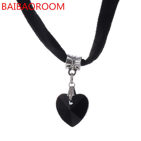 6 Colors Simple Heart Necklaces & Pendants Lace Chokers Necklaces Maxi Steampunk collares bib Bar Necklace collier boheme