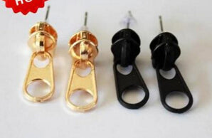 Timlee  E019,Free Shipping,New Vintage Punk Metal Zipper Studs Earrings,Fashion Jewelry Wholesale