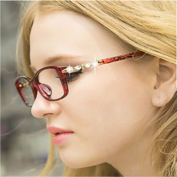 BOYEDA Fashion Diamond Round Glasses Retro Eyeglasses Women Spectacles Frame for Female Optical Eye Glasses Prescription Eyewear