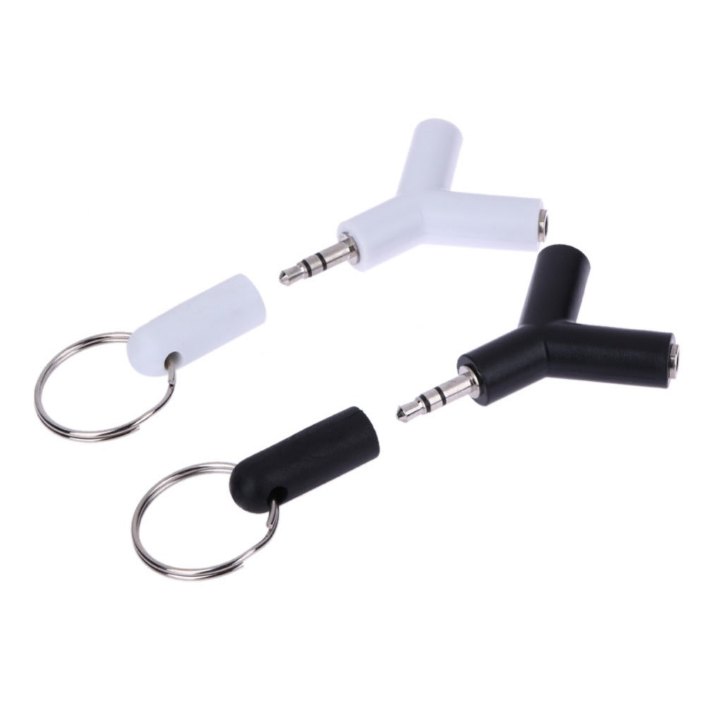 New 3.5mm Double Jack Adapter to Headphone for Samsumg for iPhone MP3 Player Earphone Splitter Adapter white/black