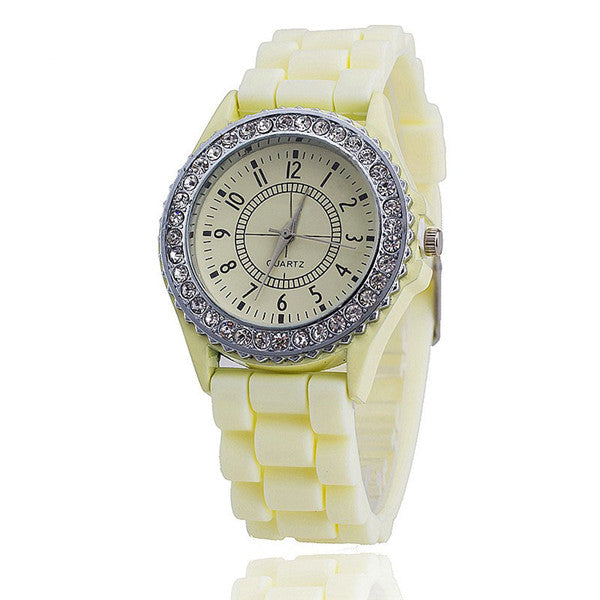 Vansvar Brand Silicone Watch Women Rhinestone Watches Fashion Casual Quartz Watch Sport watch Relogio Feminino BWSB02