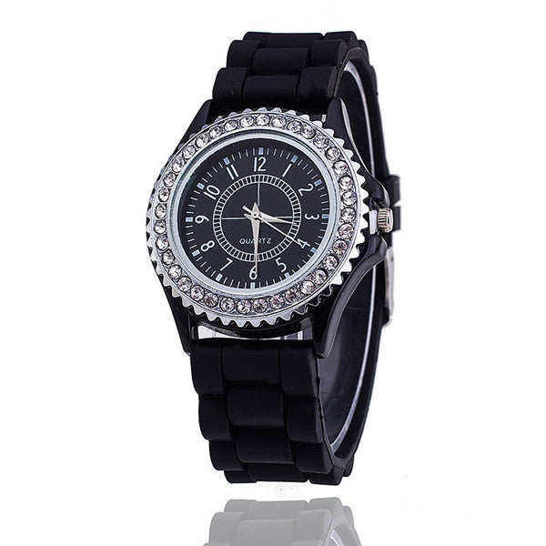 Vansvar Brand Silicone Watch Women Rhinestone Watches Fashion Casual Quartz Watch Sport watch Relogio Feminino BWSB02