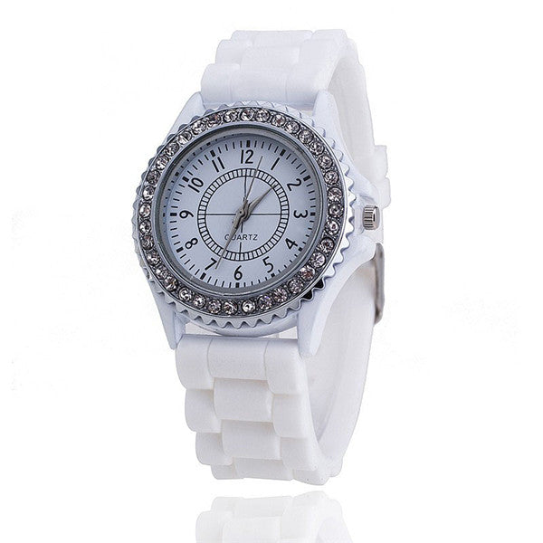 Vansvar Brand Silicone Watch Women Rhinestone Watches Fashion Casual Quartz Watch Sport watch Relogio Feminino BWSB02