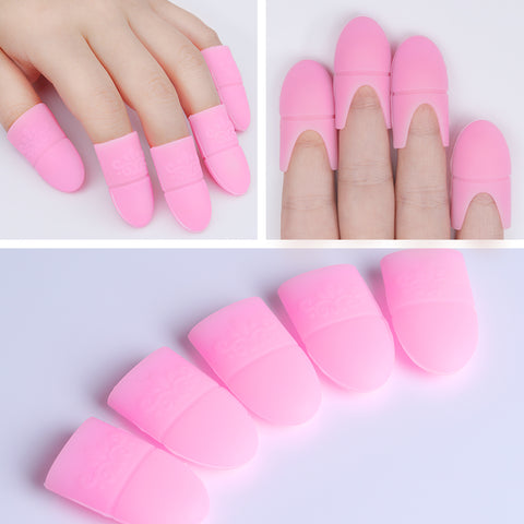 5pcs/set UV Gel Polish Remover Wraps Silicone Soak Off Cap Clip Manicure Nail Art Tools Pink Black White Color