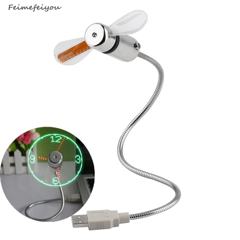 2017 usb fan watches LED mini clock display real time clock timing luminous fan night light lamp Wrist watch Summer must
