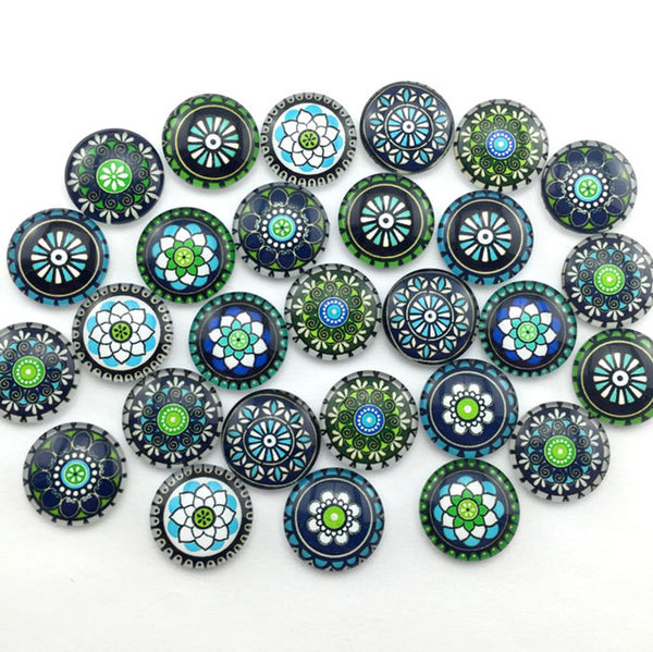 ZEROUP Glass Cabochon 12mm 10mm Mixed Round Photo Cameo Cabochon Setting Supplies for Jewelry Accessories Handmade Pattern 50pcs