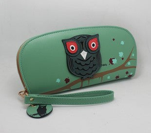 DUDINI Cute Owl Stereoscopic Printing Rounded Zipper Long Women Wallet Ladies' Clutches Short Change Purses Card Holders