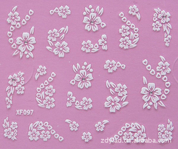 fashion 3D flower design Water Transfer Nails Art Sticker decals lady women manicure tools Nail Wraps Decals wholesale XF097