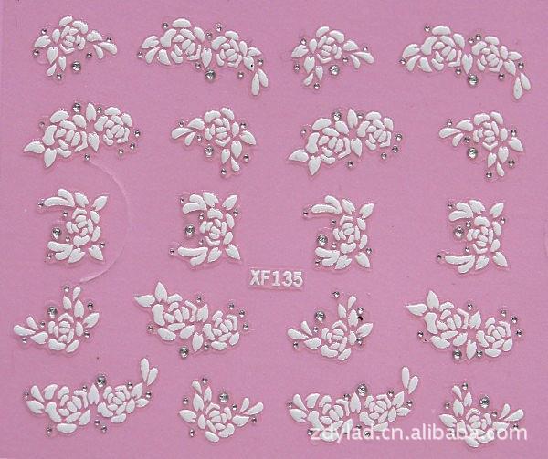 fashion 3D flower design Water Transfer Nails Art Sticker decals lady women manicure tools Nail Wraps Decals wholesale XF097