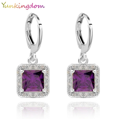 Yunkingdom 5 Colors  New Hot Sale  Gold Color Zircon Gem Big Brand earrings Small Dangler for Women Fashion Jewelry