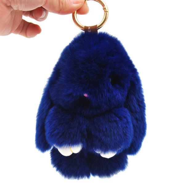 Cute Mini Genuine Rabbit Fur Pom Pom Key Chain Women Trinket Rabbit Toy Doll Bag Car Key Ring Monster Keychain Jewelry Gift