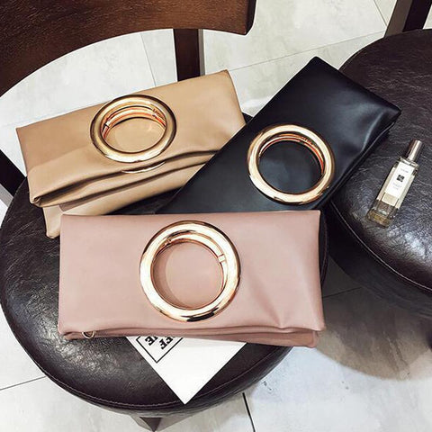 Fashion 2017 Pink Ring Clutch Tote Brand Women Leather Envelope Purses And Handbags Designer Crossbody Bags Women Messenger Bag