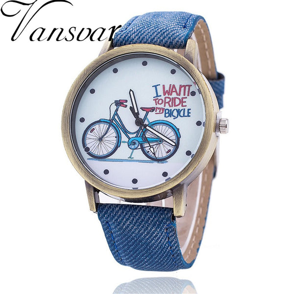 Vansvar Brand Vintage Women Bike Watch Fashion Casual Ladies Wrist Quartz Watch Relogio Feminino 889