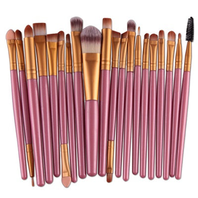 20Pcs Eyes Face Makeup Brushes Set 22Colors Pro Eyeliner Eyelash Eyeshadow Blusher Powder Foundation Brushes Cosmetic Beauty Kit