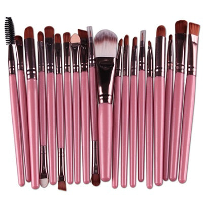 20Pcs Eyes Face Makeup Brushes Set 22Colors Pro Eyeliner Eyelash Eyeshadow Blusher Powder Foundation Brushes Cosmetic Beauty Kit