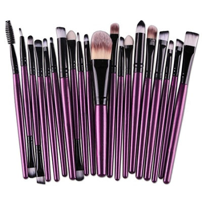 20Pcs Eyes Face Makeup Brushes Set 22Colors Pro Eyeliner Eyelash Eyeshadow Blusher Powder Foundation Brushes Cosmetic Beauty Kit