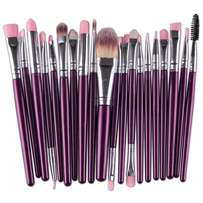 20Pcs Eyes Face Makeup Brushes Set 22Colors Pro Eyeliner Eyelash Eyeshadow Blusher Powder Foundation Brushes Cosmetic Beauty Kit