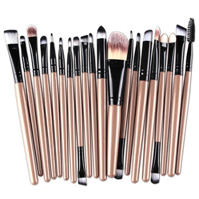 20Pcs Eyes Face Makeup Brushes Set 22Colors Pro Eyeliner Eyelash Eyeshadow Blusher Powder Foundation Brushes Cosmetic Beauty Kit