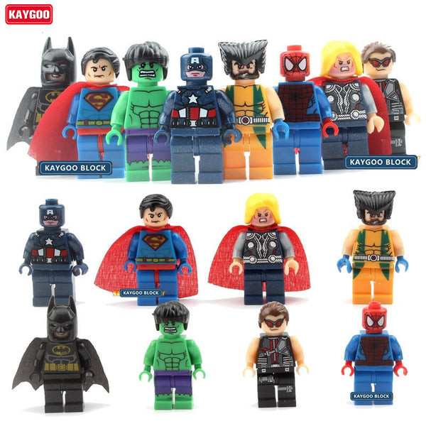 KAYGOO 8pcs/lot The Avengers Marvel DC Super Heroes Series Action Building Block Toys New Kids Toys Gift