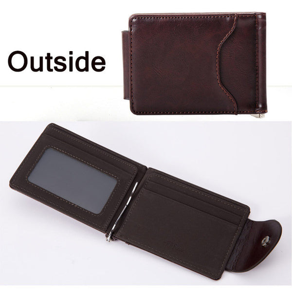 Korea fashion Brown grey color Money clips high quality leather men wallets hasp mini purses vintage men wallet XF127