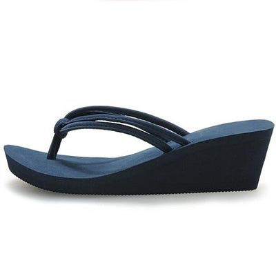 Pu Rubber Slip-on Casual Plain Fashion Sandals Shoes Beach Flat Wedge Flip Flops Lady Slippers Women 2017 summer style