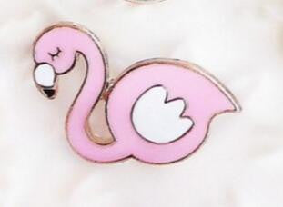 Timlee X129 Cartoon Bird Shell Seastar Coconut Tree Flamingo Cute Metal Brooch Pins Button Pins Gift Wholesale