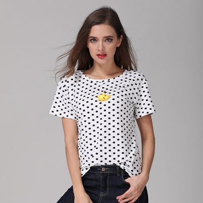 New Fashion Women's Summer T-Shirt Dots Girls' Basic Bottoming Polka Dots Printed Short Sleeve Top Plus Size M-4XL