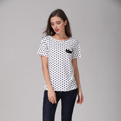 New Fashion Women's Summer T-Shirt Dots Girls' Basic Bottoming Polka Dots Printed Short Sleeve Top Plus Size M-4XL