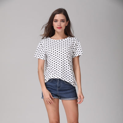 New Fashion Women's Summer T-Shirt Dots Girls' Basic Bottoming Polka Dots Printed Short Sleeve Top Plus Size M-4XL