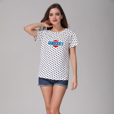 New Fashion Women's Summer T-Shirt Dots Girls' Basic Bottoming Polka Dots Printed Short Sleeve Top Plus Size M-4XL