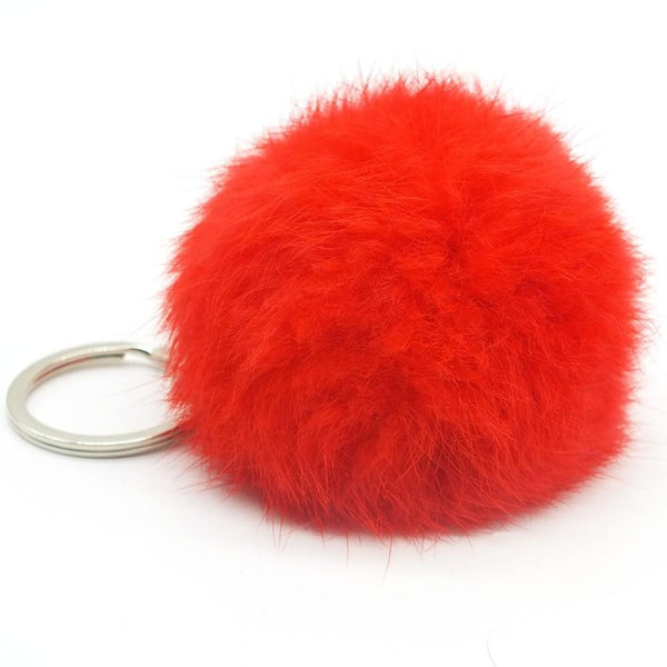 Zoeber Lovely Fluffy Rabbit Ear Fur Anime Ball Key Chain Rings Pendant Cute Pompom Artificial Rabbit Fur Keychain Women Car Bag