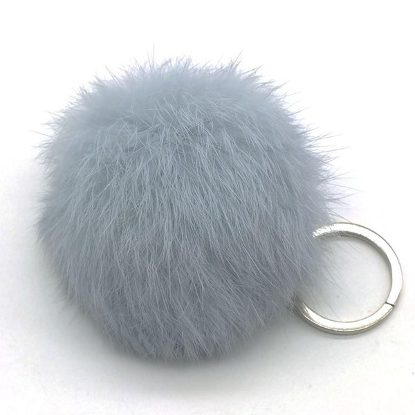 Zoeber Lovely Fluffy Rabbit Ear Fur Anime Ball Key Chain Rings Pendant Cute Pompom Artificial Rabbit Fur Keychain Women Car Bag