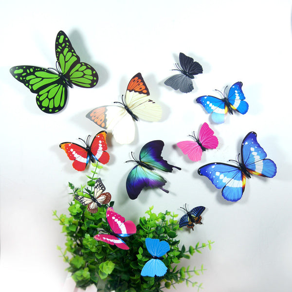 Morden 3D Butterfly Wall Stickers DIY Home Decor Stickers for Curtain Decoration Adesivo de Parede Plastic Posters 12pcs Pack
