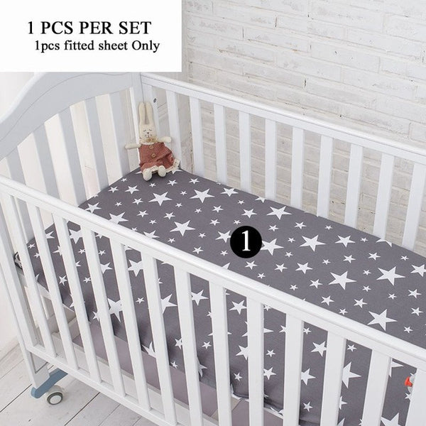 Muslinlife Grey Star Bedding Set,Multi-functional Baby Safe Sleeping Baby Bed Bumpers Set Soft Baby Cot Bed Hanging Storage Bag