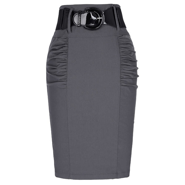 2017 New Sexy Pencil Skirts Womens Business Work Office Skirt With Belt High Waist Elastic Casual Bodycon Slim Fit Ladies Skirts