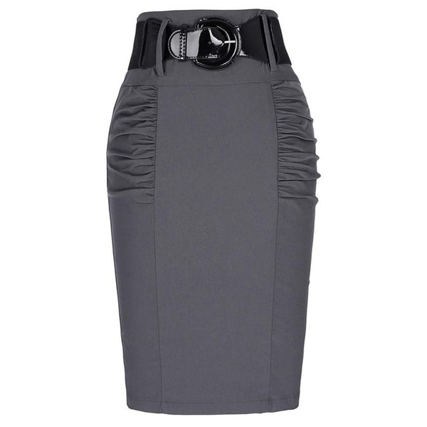 2017 New Sexy Pencil Skirts Womens Business Work Office Skirt With Belt High Waist Elastic Casual Bodycon Slim Fit Ladies Skirts