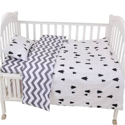 Muslinlife 3pcs/set Ins crib bed linen,baby Beddingset(pillow case+bed sheet+duvet cover without filling) Size Within 130*70cm