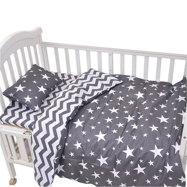 Muslinlife 3pcs/set Ins crib bed linen,baby Beddingset(pillow case+bed sheet+duvet cover without filling) Size Within 130*70cm