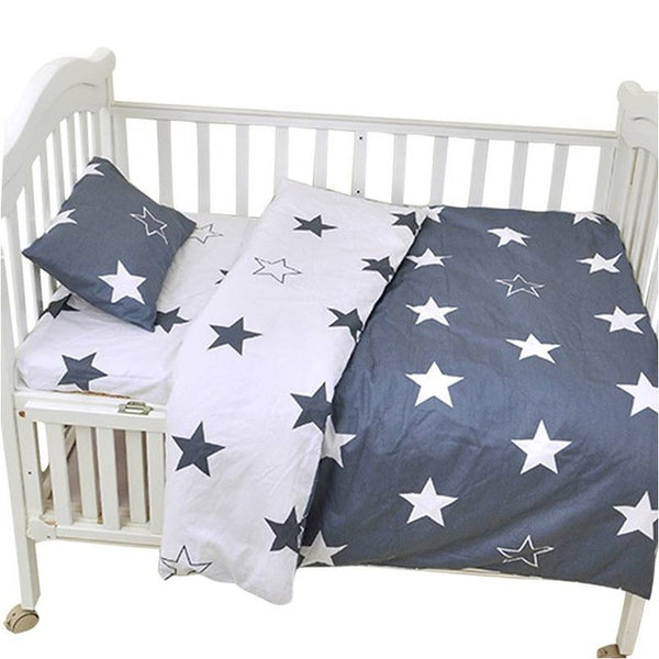 Muslinlife 3pcs/set Ins crib bed linen,baby Beddingset(pillow case+bed sheet+duvet cover without filling) Size Within 130*70cm