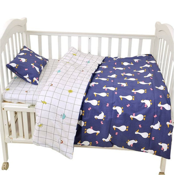 Muslinlife 3pcs/set Ins crib bed linen,baby Beddingset(pillow case+bed sheet+duvet cover without filling) Size Within 130*70cm
