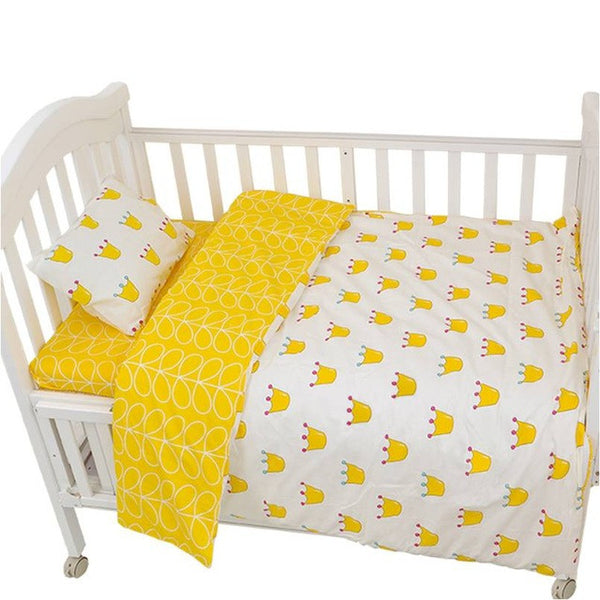 Muslinlife 3pcs/set Ins crib bed linen,baby Beddingset(pillow case+bed sheet+duvet cover without filling) Size Within 130*70cm