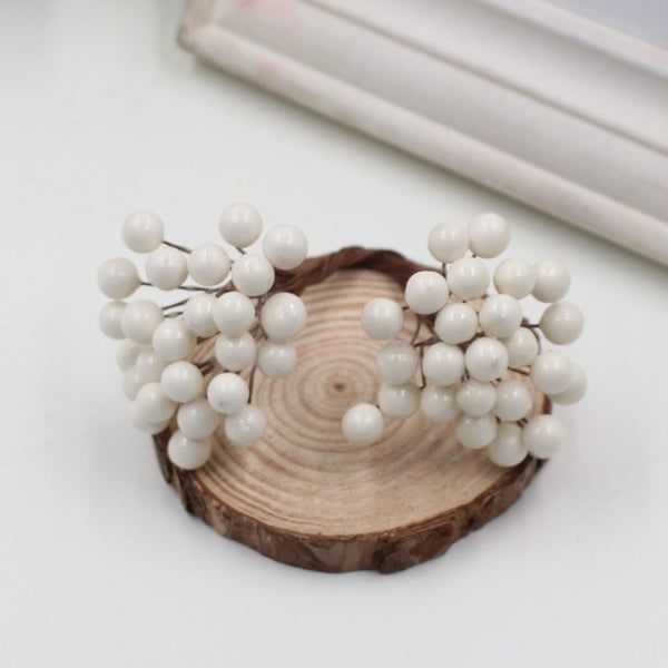 25Pcs 50heads 0.6cm Berry Bacca Artificial Flower For Wedding Decoration DIY Scrapbooking Decorative Wreath Fake Flowers