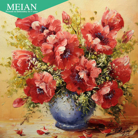 Meian,Full,Diamond Embroidery,Flower,Vase,5D,Diamond Painting,Cross Stitch,3D,Diamond Mosaic,Needlework,Crafts,Christmas,Gift
