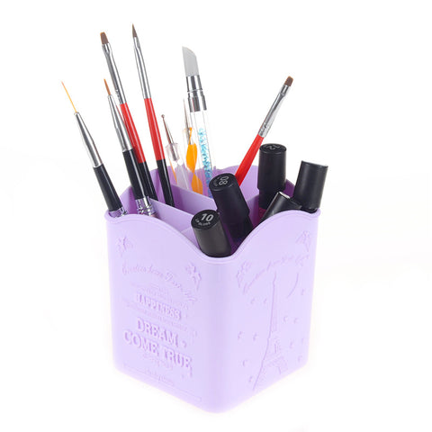 1Pc Tower Moon Pencil Vase Nail Art Brush Pot Nail Art Brush Pen Tool Storage Holder Organizer 4-Compartments